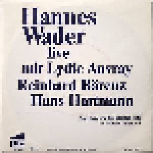 Cover - Hannes Wader: Live Mit Lydie Auvray, Reinhard Bärenz, Hans Hartmann
