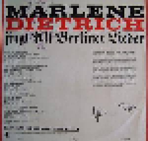 Marlene Dietrich: Marlene Dietrich Singt Alt-Berliner Lieder (LP) - Bild 2