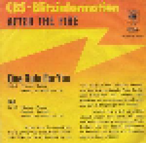After The Fire: One Rule For You (Promo-7") - Bild 2